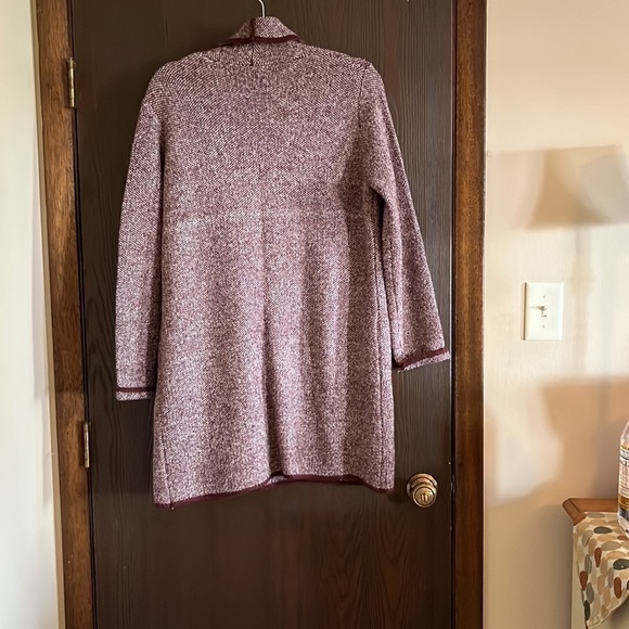 Staccato cranberry/ white long sweater. Size Medium - Picture 6 of 10